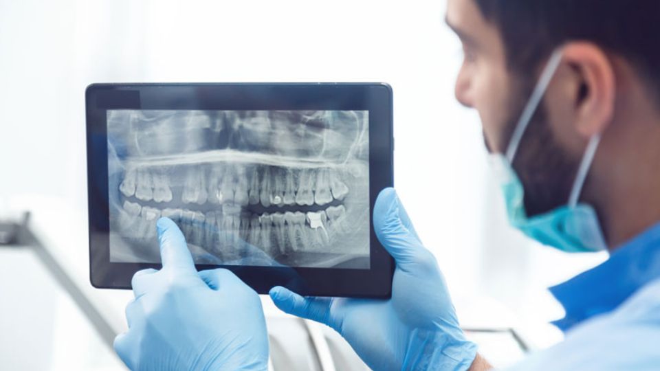 Dentist Pointing At A Dental X-ray